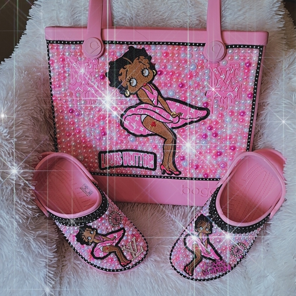 SOLD..Pink Mules with Cartoon Design Available Size 10